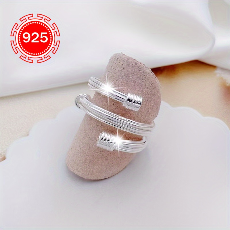 925 Silver Double Layer Line Twist Ring Set